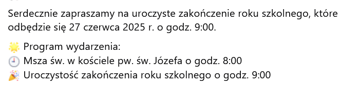 Read more about the article Uroczyste Zakończenie Roku Szkolnego 2024/2025