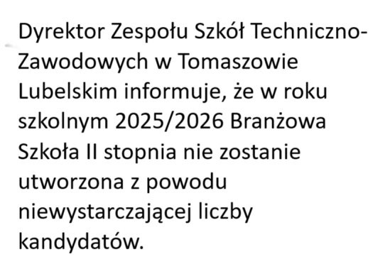 Read more about the article Branżowa Szkoła II stopnia